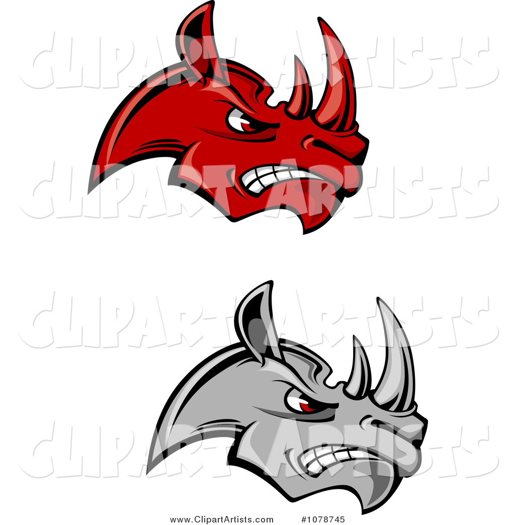 Mad Red and Gray Rhino Face Logos