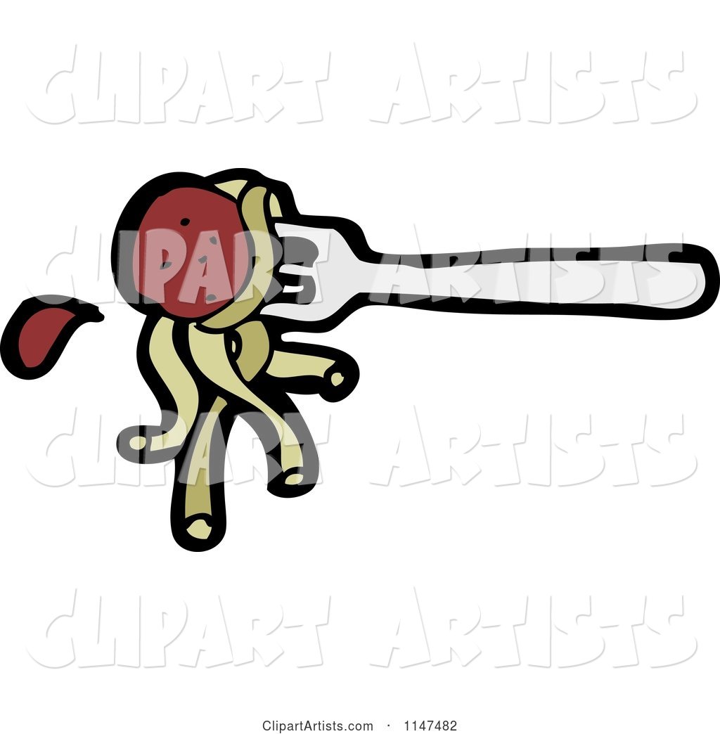 Meatball and Spaghetti on a Fork