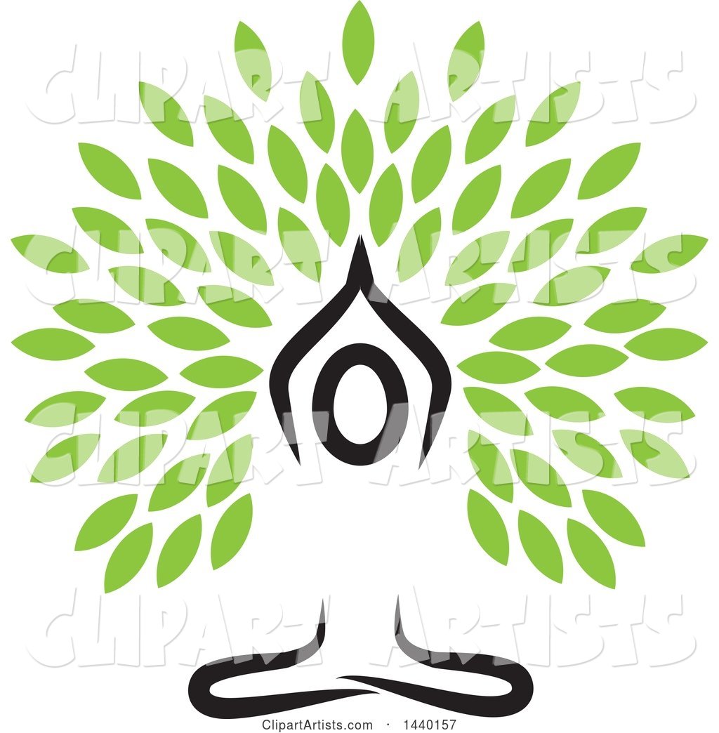 Meditating Person in a Yoga Pose with Leaves