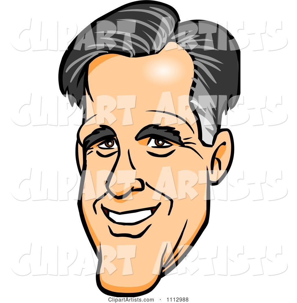 Mitt Romneys Smiling Face Clipart by Cartoon Solutions