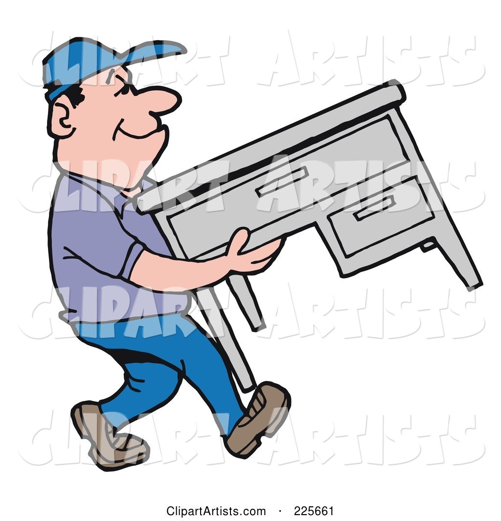 Mover Man Moving an Office Desk