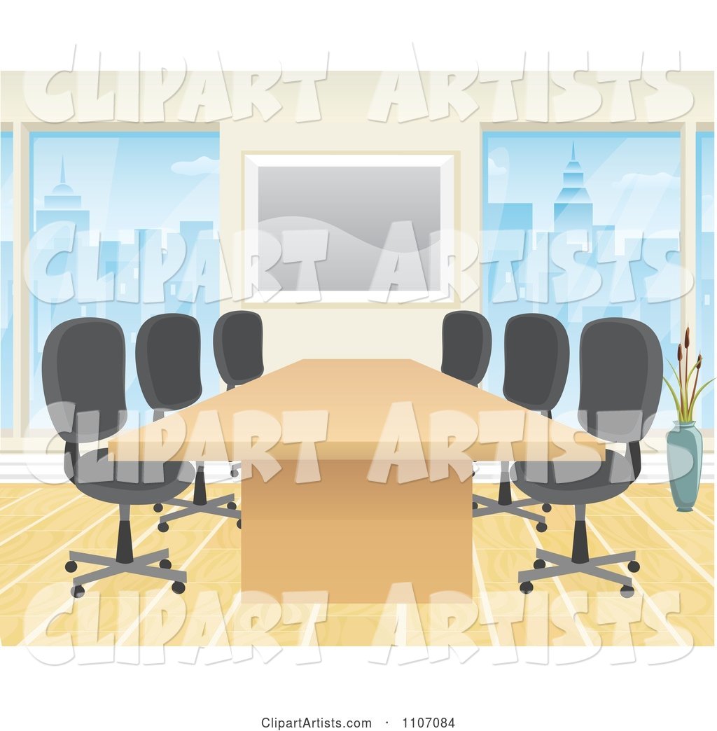 Office Boardroom Interior with a Meeting Table and Chairs
