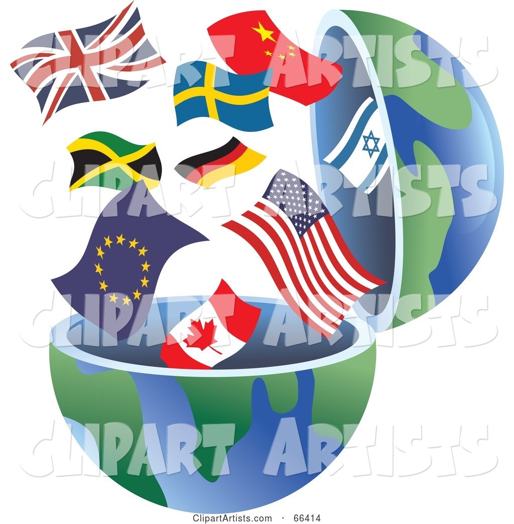 Open Globe with International Flags