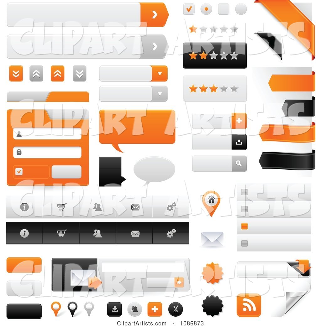 Orange Gray and Black Website Navigation Design Elements