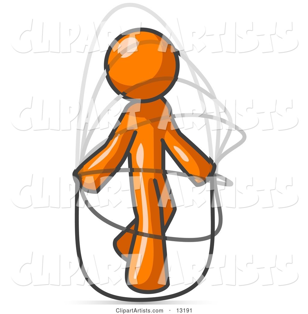 Orange Man Jumping Rope During a Cardio Workout
