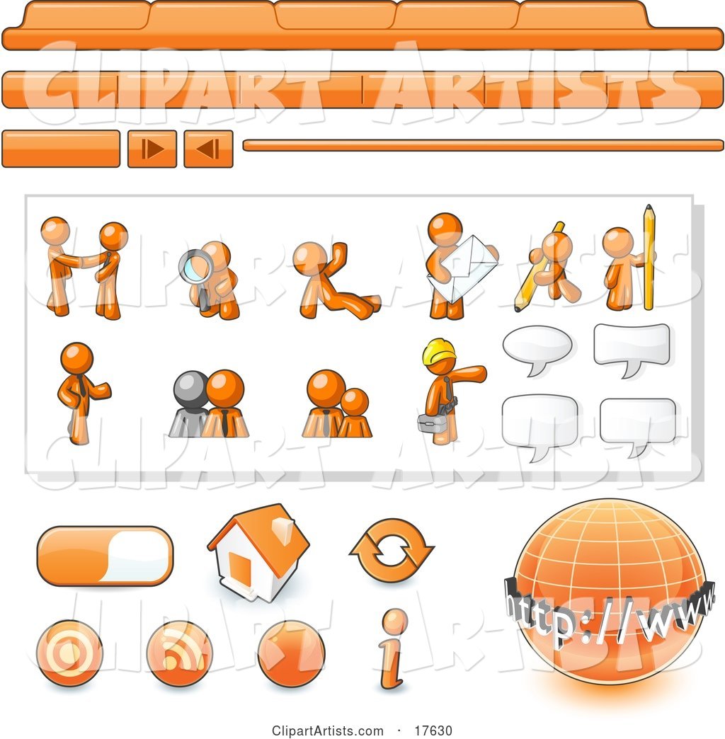 Orange Man Web Design Kit with Tabs, Icons and Web Buttons