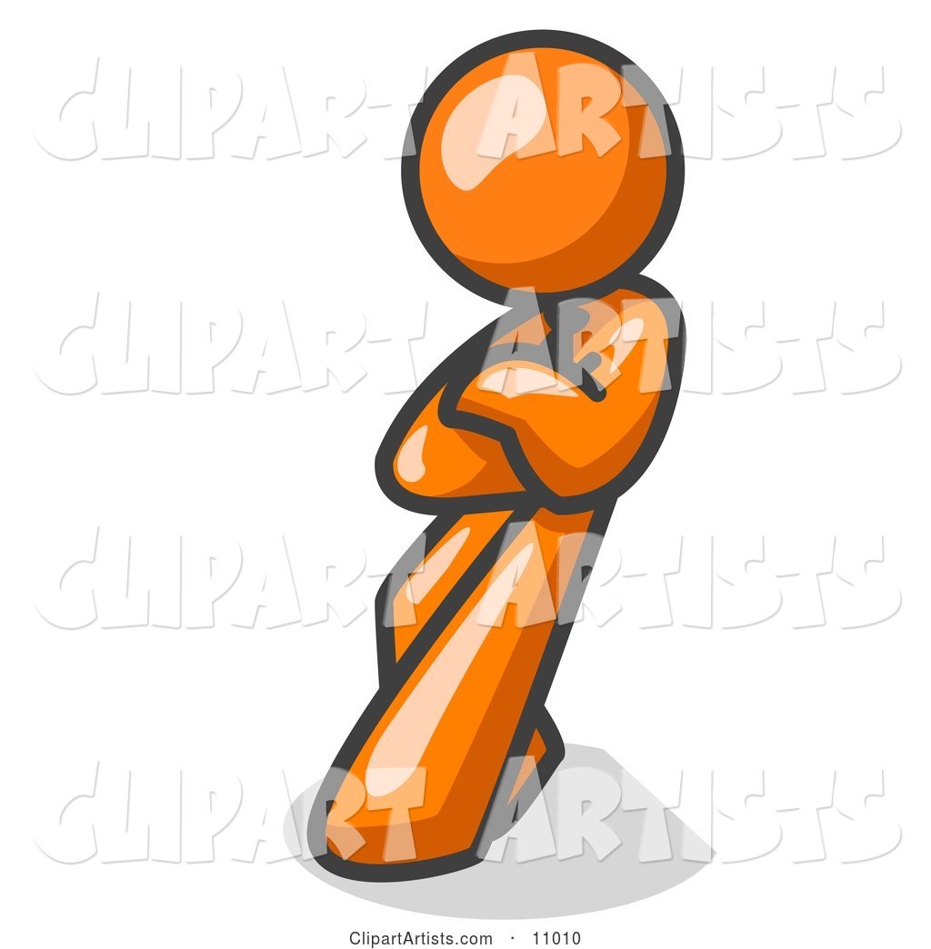 Orange Man with an Attitude, His Arms Crossed, Leaning Against a Wall