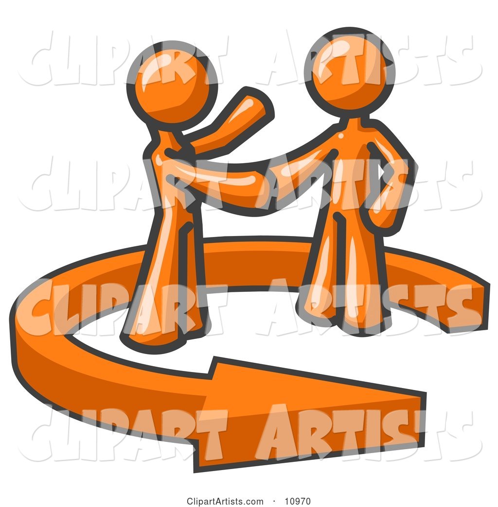 Orange Salesman Shaking Hands with a Client While Making a Deal