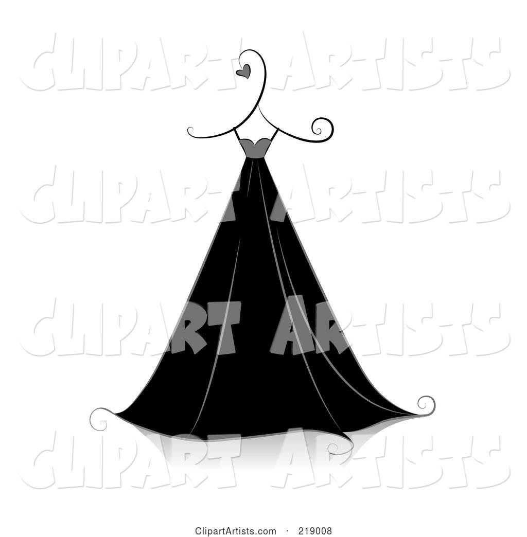 Ornate Black and White Dress Design with Hearts