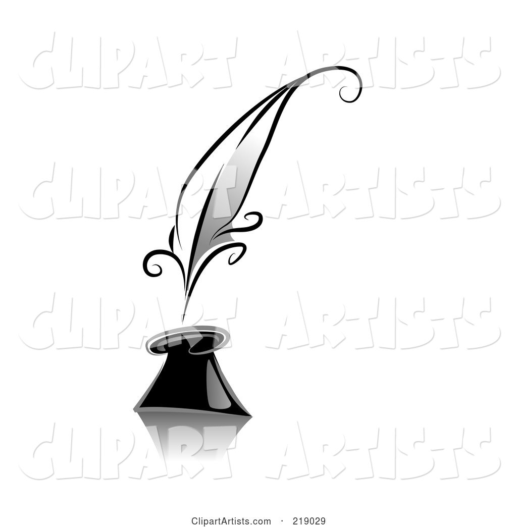 Ornate Black and White Quill and Ink Design