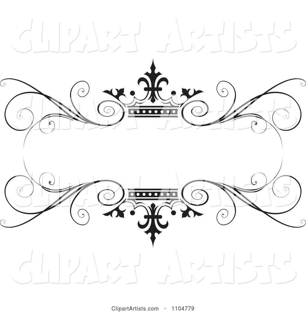 Ornate Black Swirl and Crown Wedding Frame