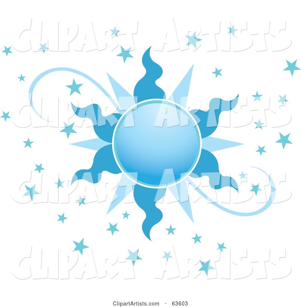 Ornate Blue Sun with Stars