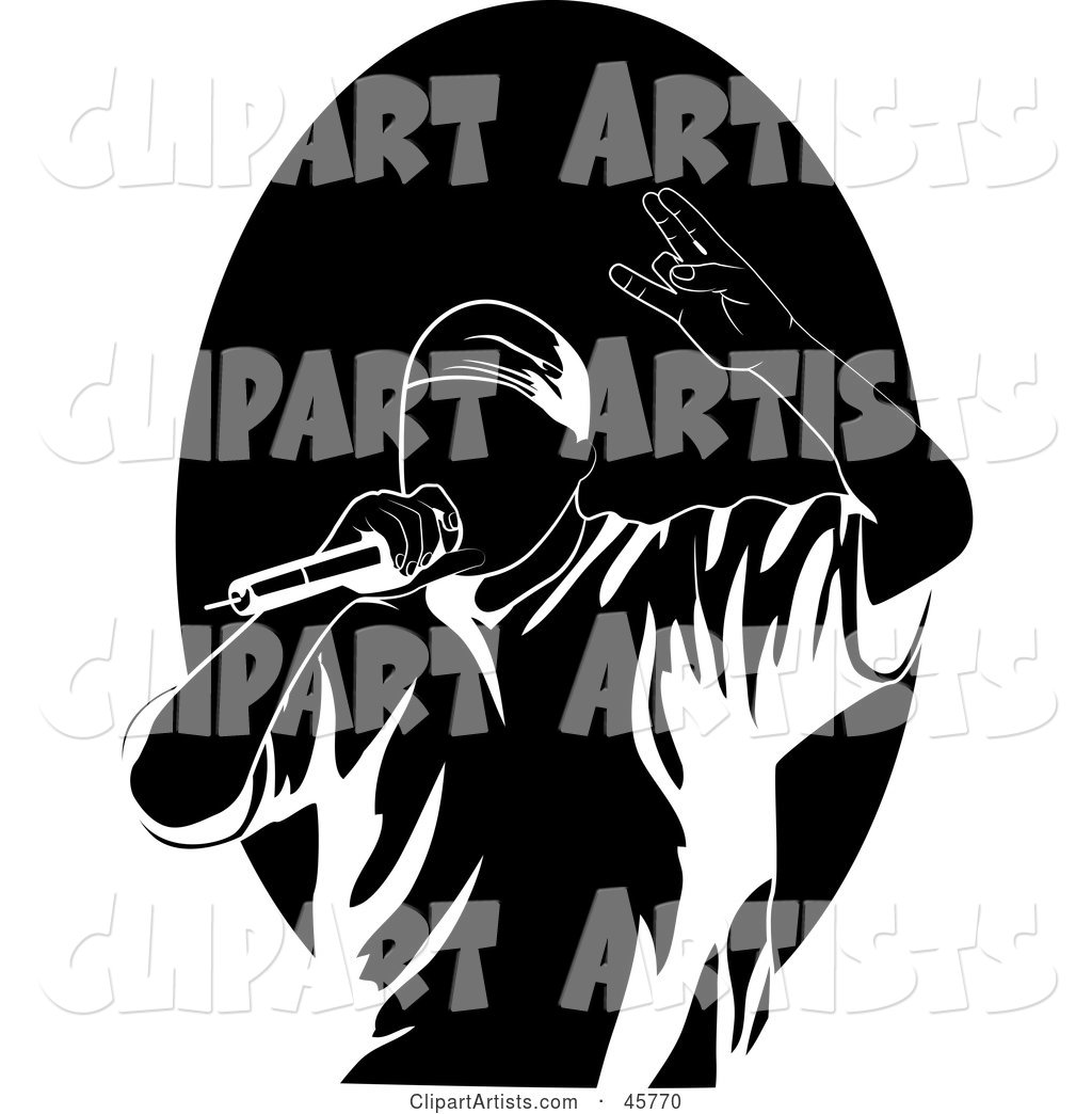 Performing Male Rapper or Hip Hop Artist Singing into a Microphone
