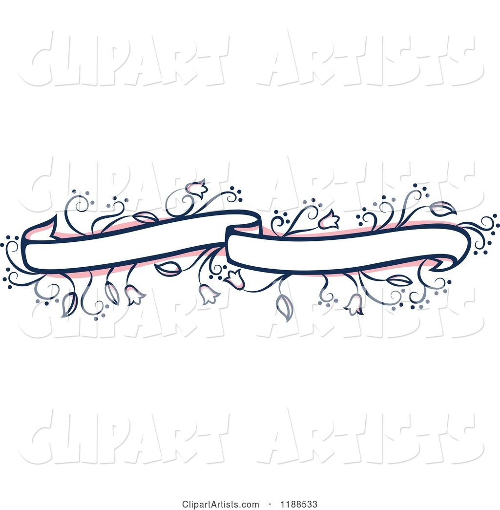 Pink and Blue Floral Wedding Ribbon Banner