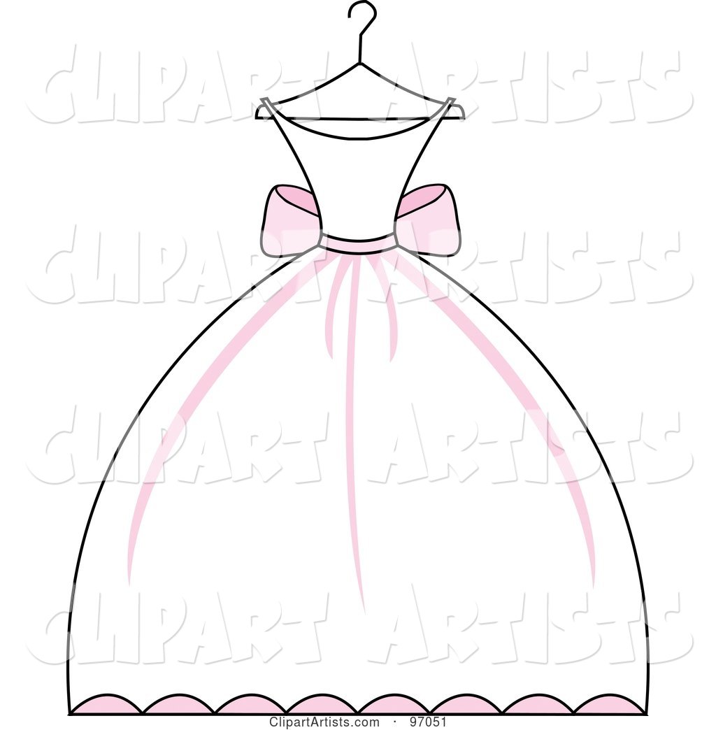 Pink and White Wedding Dress on a Hanger
