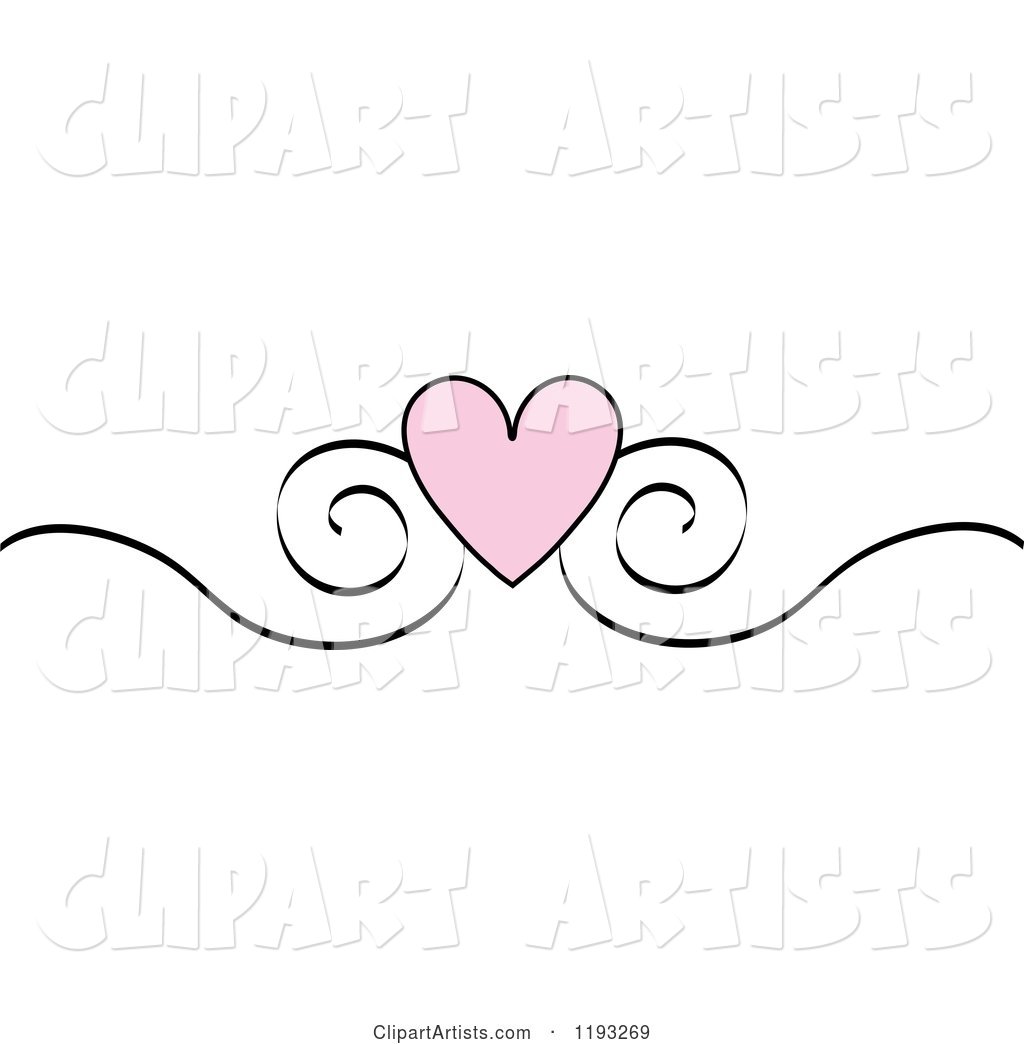 Pink Heart and Black Scroll Design Edge Border