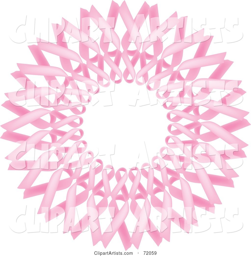 Pink Wreath of Breast Cancer Awareness Ribbons
