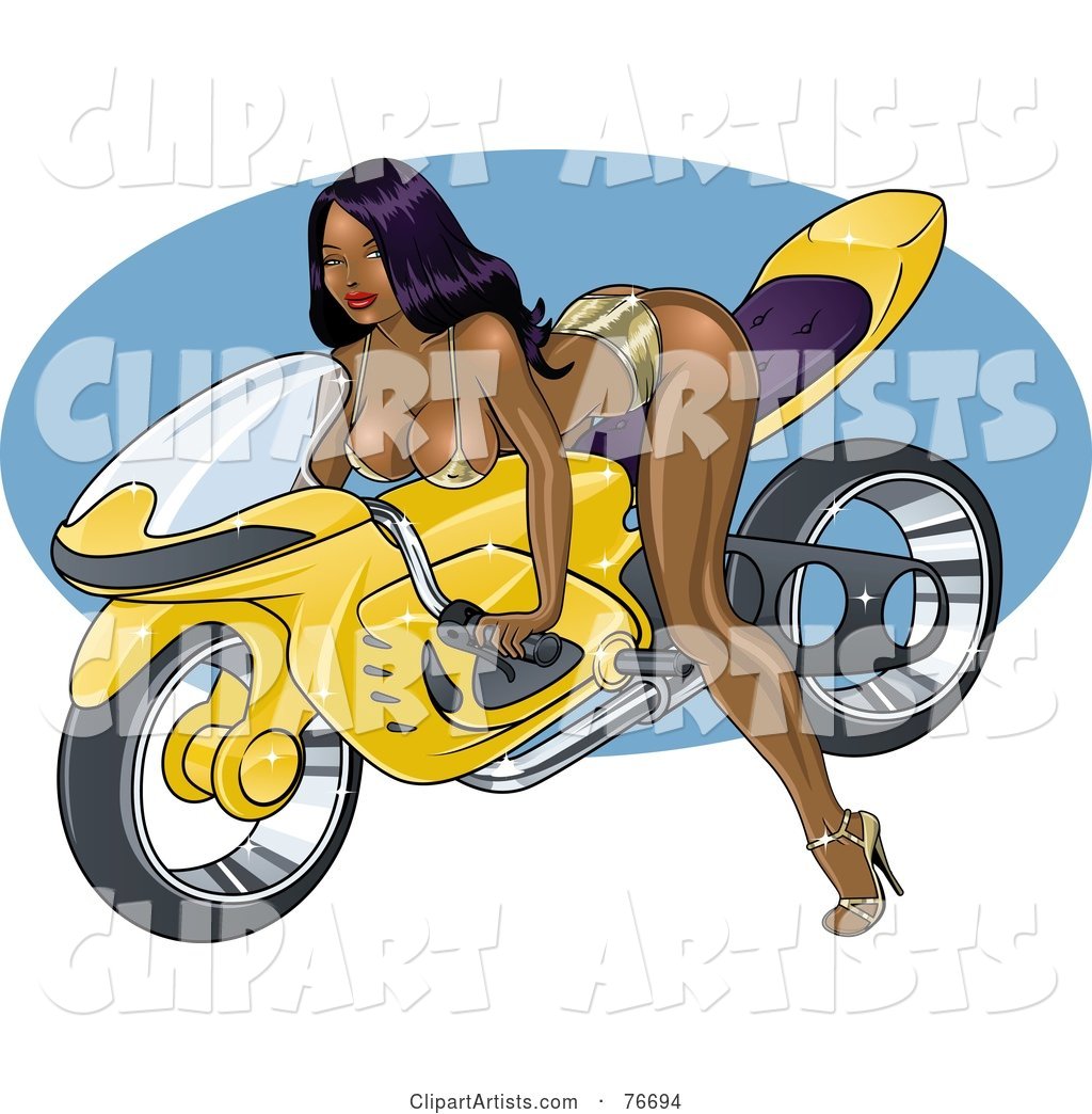 Pinup Woman Leaning over Her Moped