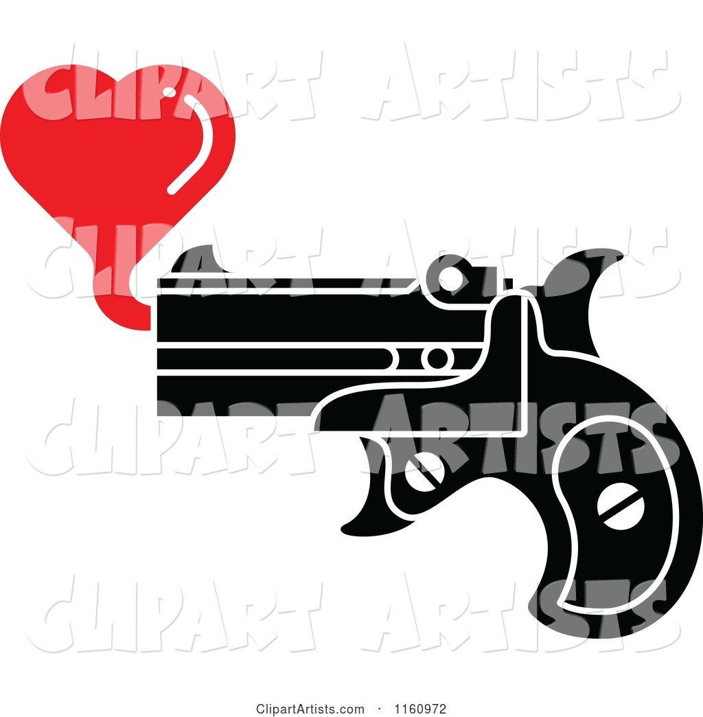 Pistol Shooting a Red Bubble Heart