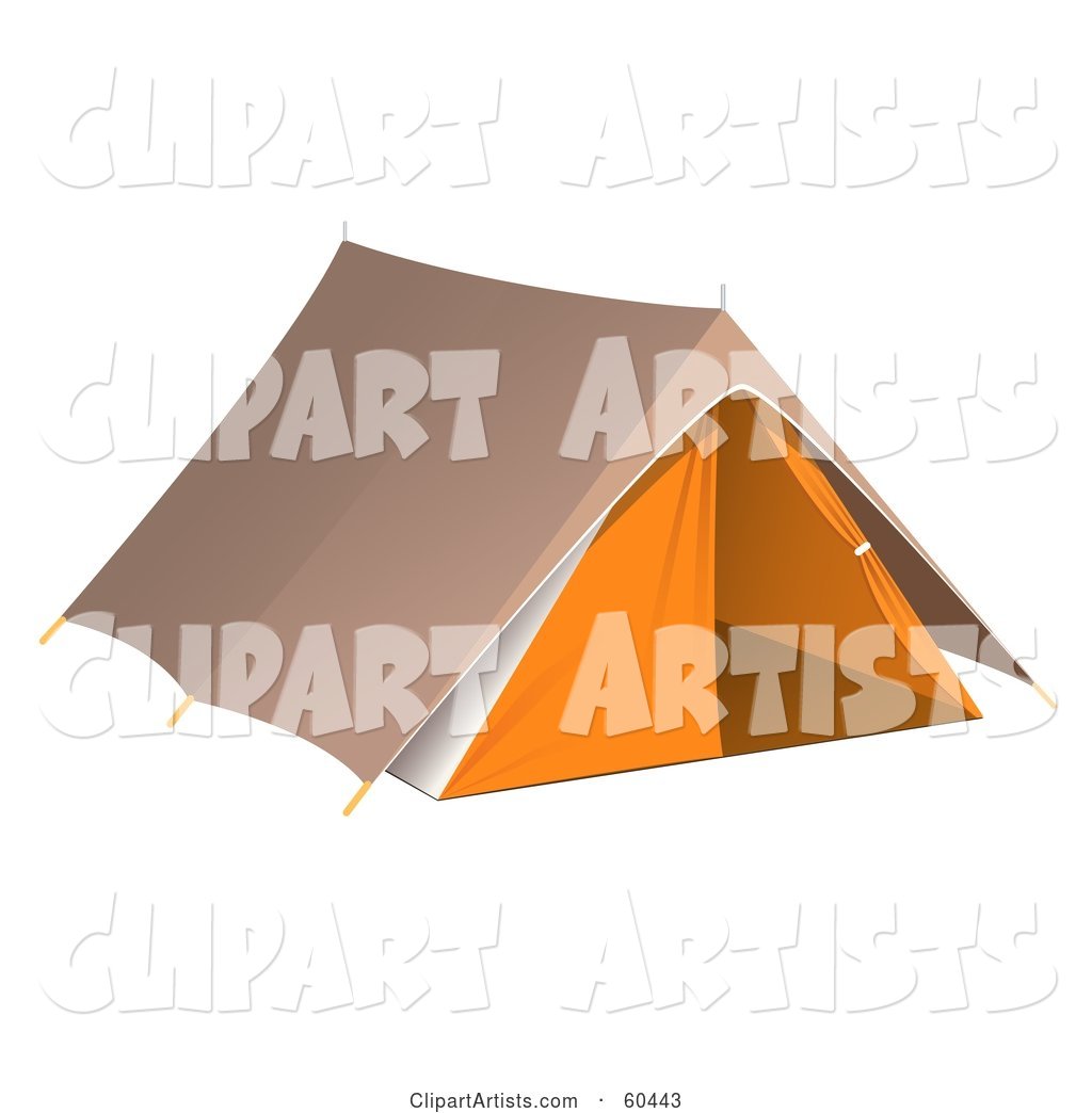 Pitched Brown and Orange Camping Tent