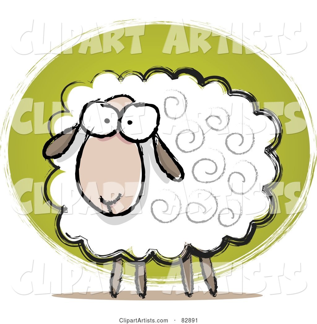 Pleasant Sketched Sheep with Swirls in His Hair