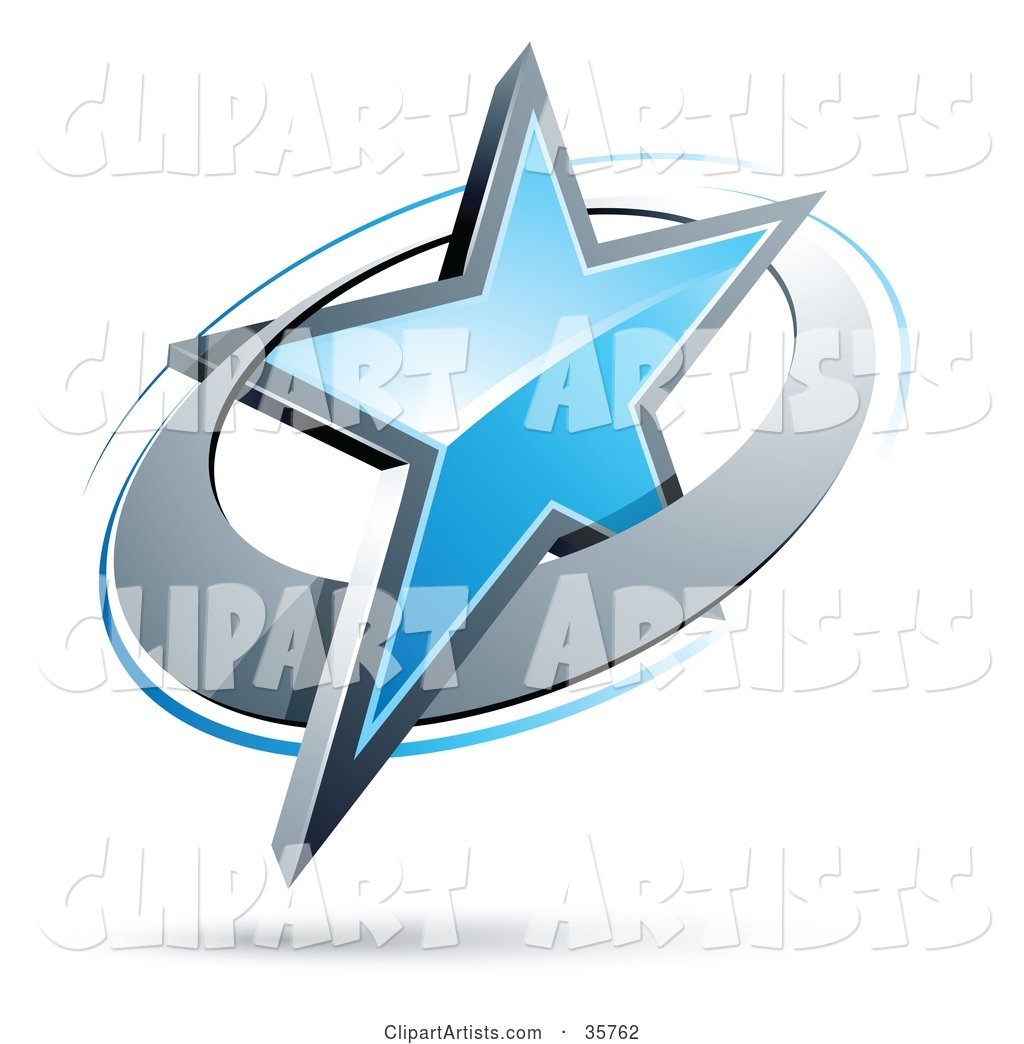 Pre-Made Logo of a Blue Star in a Chrome Circle