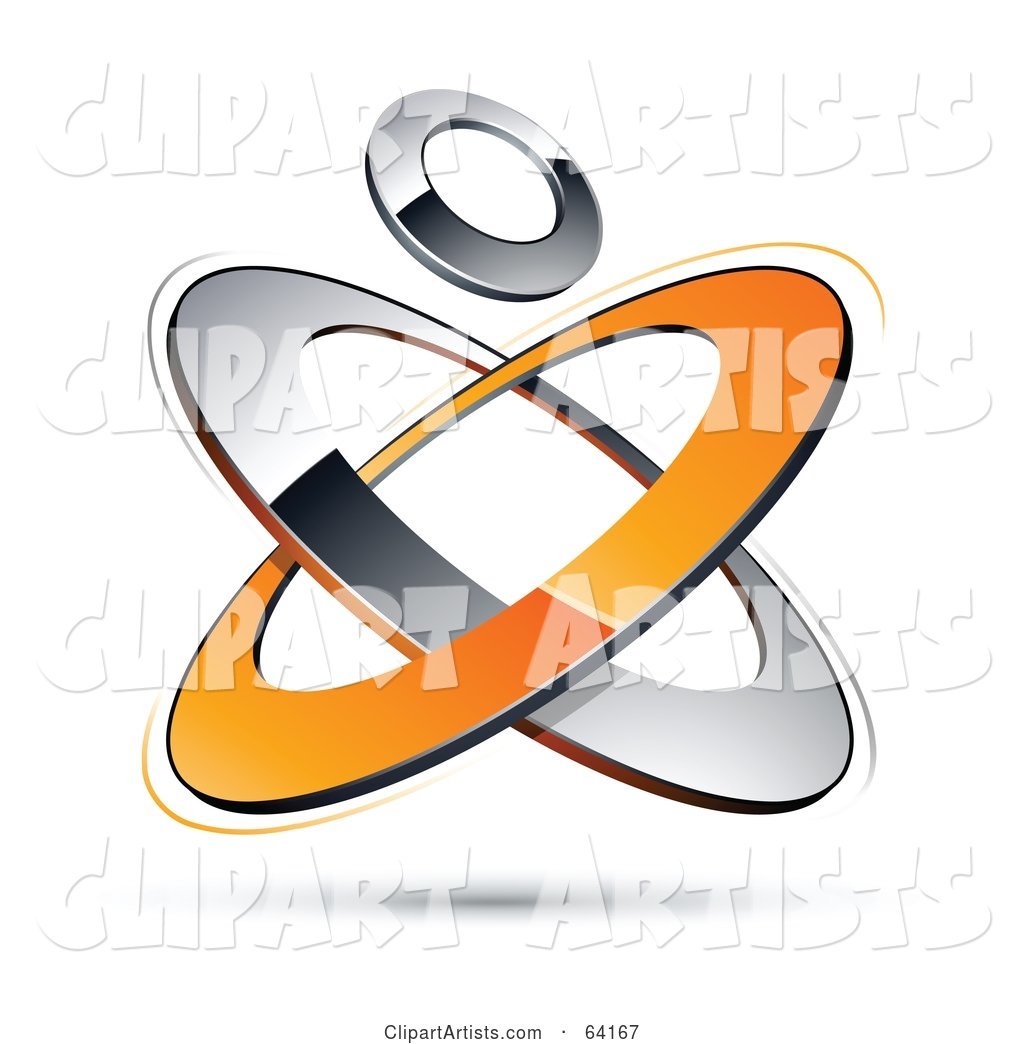 Pre-Made Logo of a Circle over Orange and Chrome Atom Rings