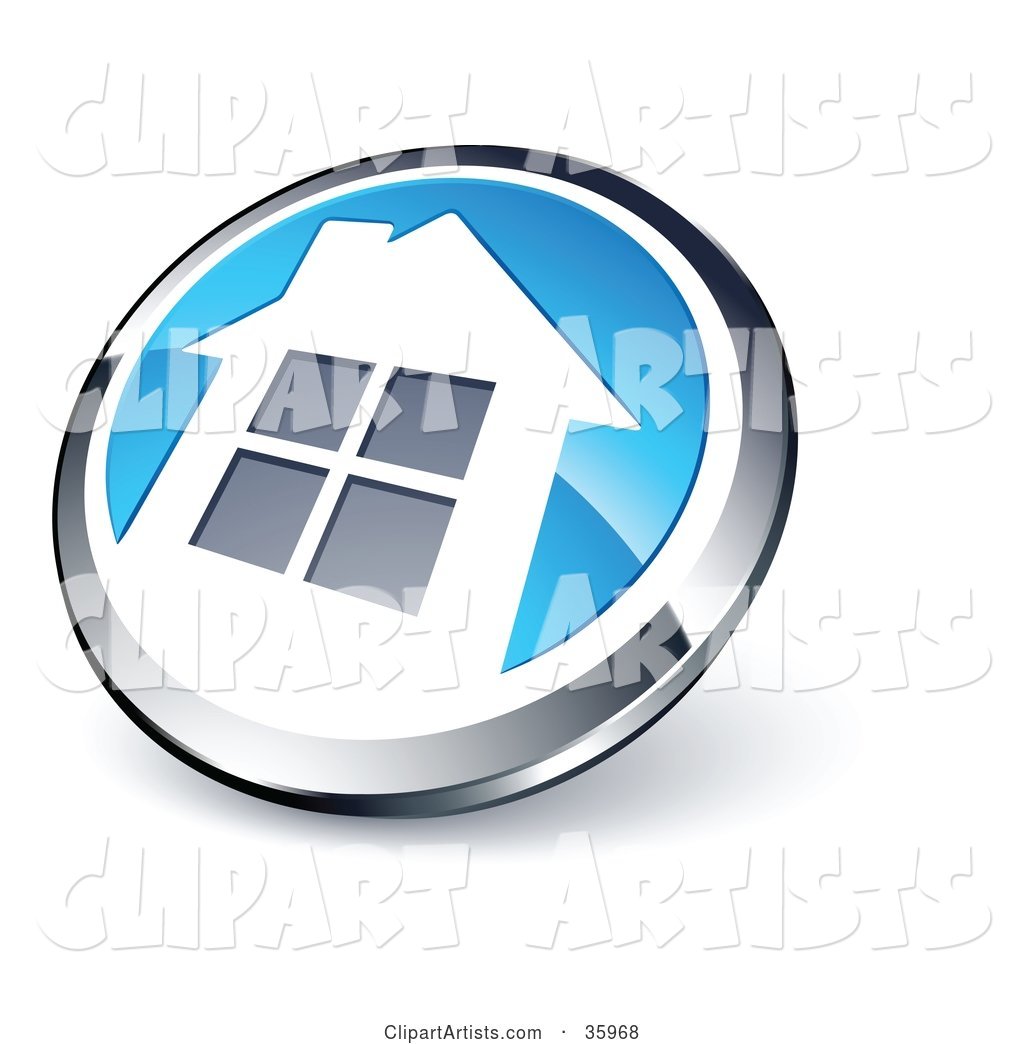 Pre-Made Logo of a Shiny Round Chrome and Blue Home Button