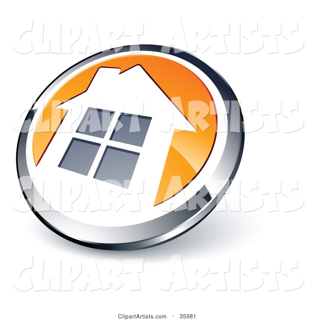 Pre-Made Logo of a Shiny Round Chrome and Orange Home Button