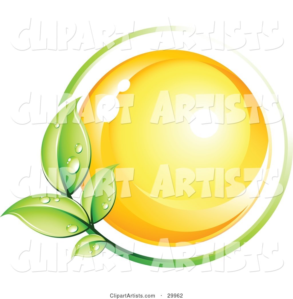 Pre-Made Logo of a Yellow Orb Circled by a Green Vine