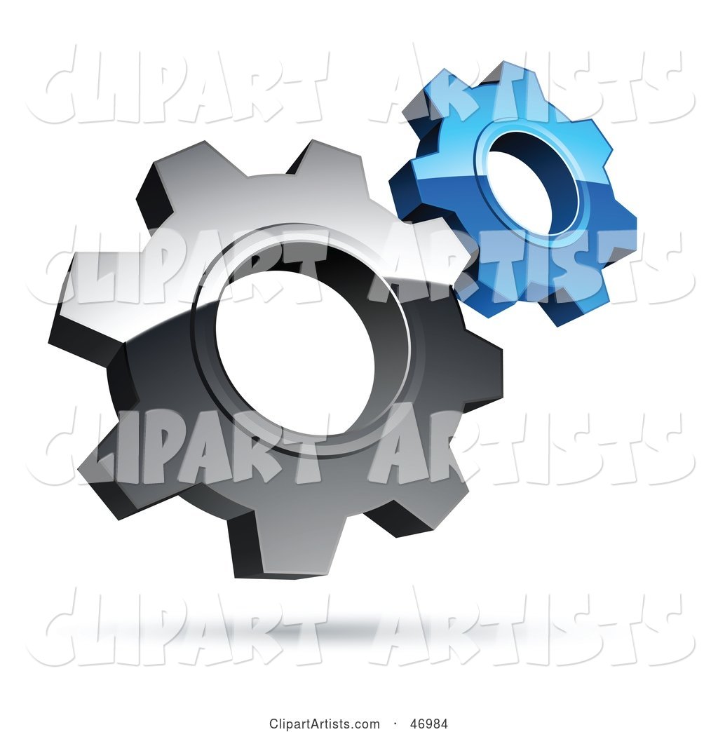 Pre-Made Logo of Silver and Blue Gear Cog Wheels