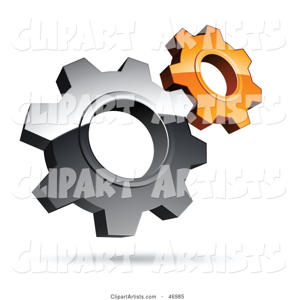 Pre-Made Logo of Silver and Orange Gear Cog Wheels