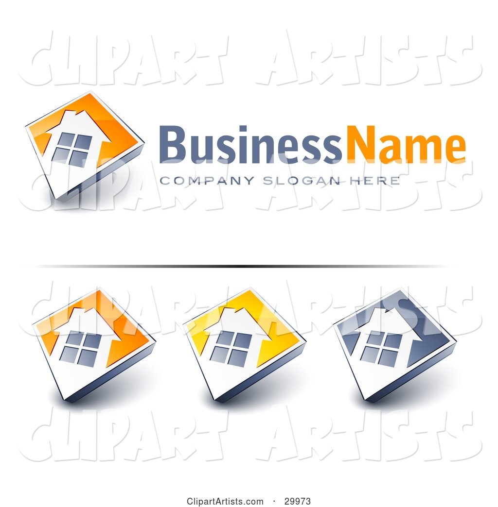Pre-Made Logos of Large Windows on Home with Space for a Business Name and Company Slogan