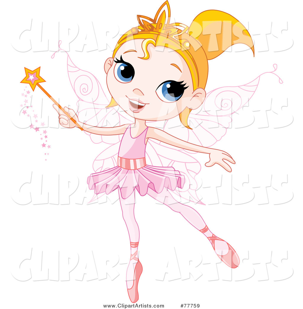 Pretty Blond Ballerina Fairy Girl Using a Magic Wand