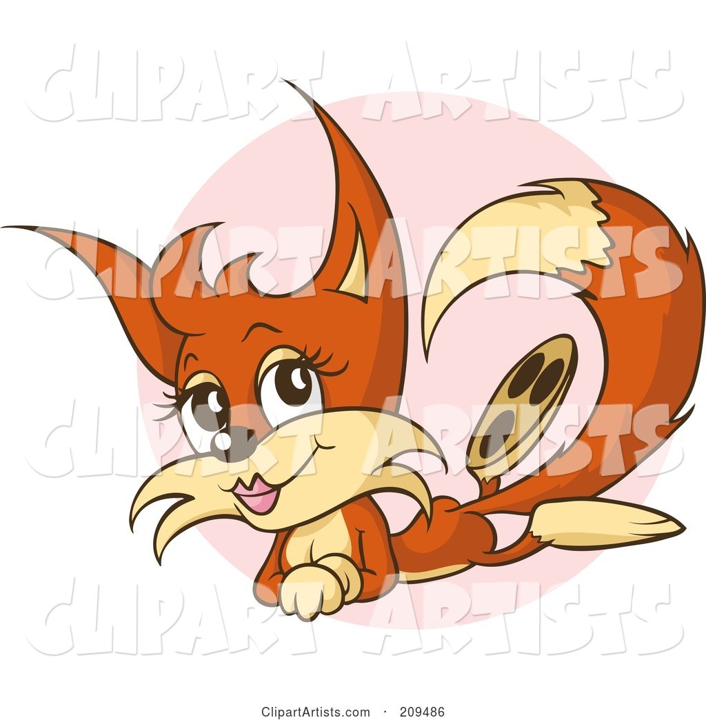Pretty Female Fox Looking Pretty over a Pink Circle