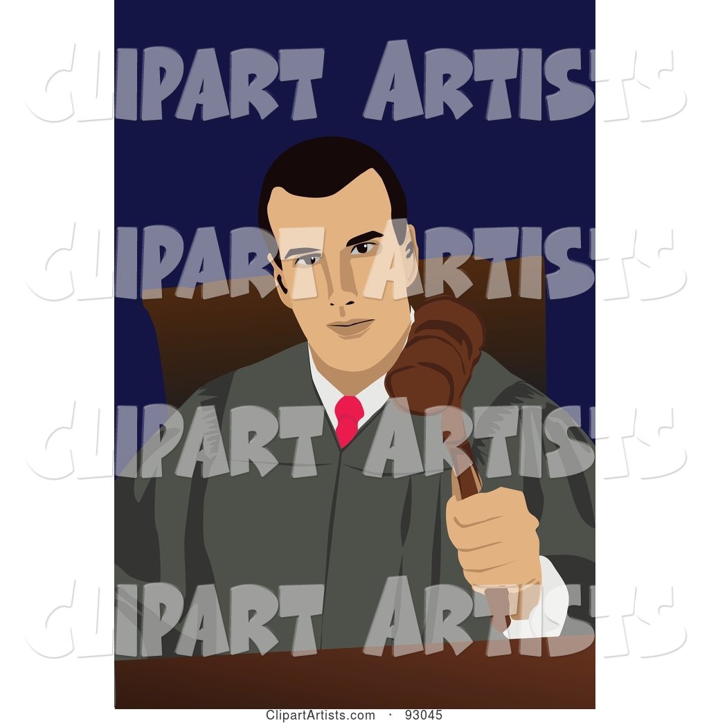 Professional Male Judge in a Gown, Holding a Gavel