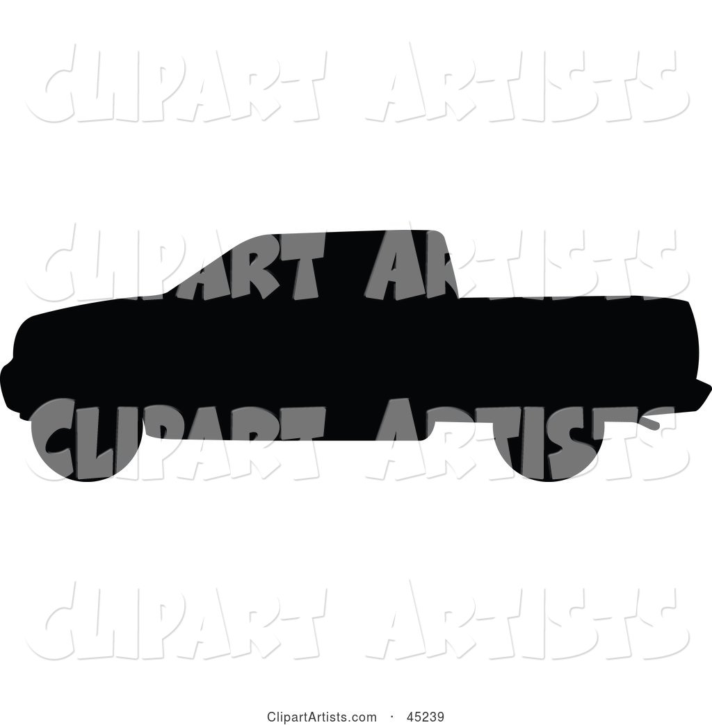 Profiled Black Pickup Truck Silhouette