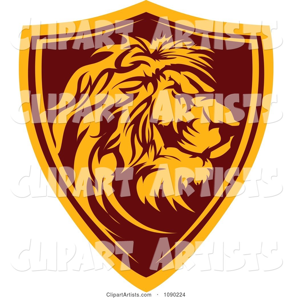 Profiled Lion Mascot Shield Badge