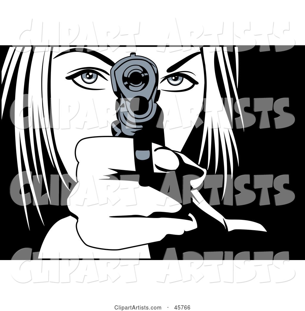 Protective Woman Holding a Gun Outwards