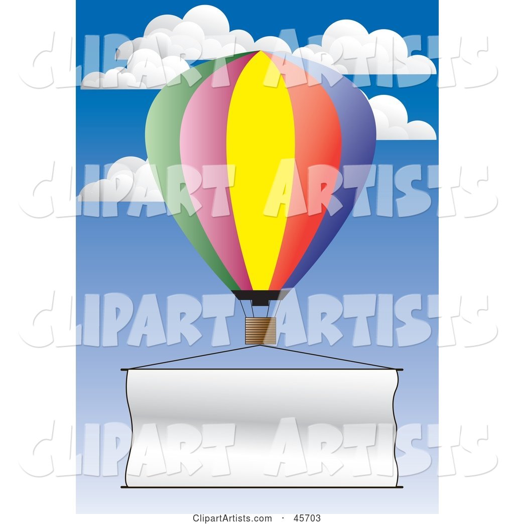 Publicity Hot Air Balloon Flying a Blank Banner Through the Sky