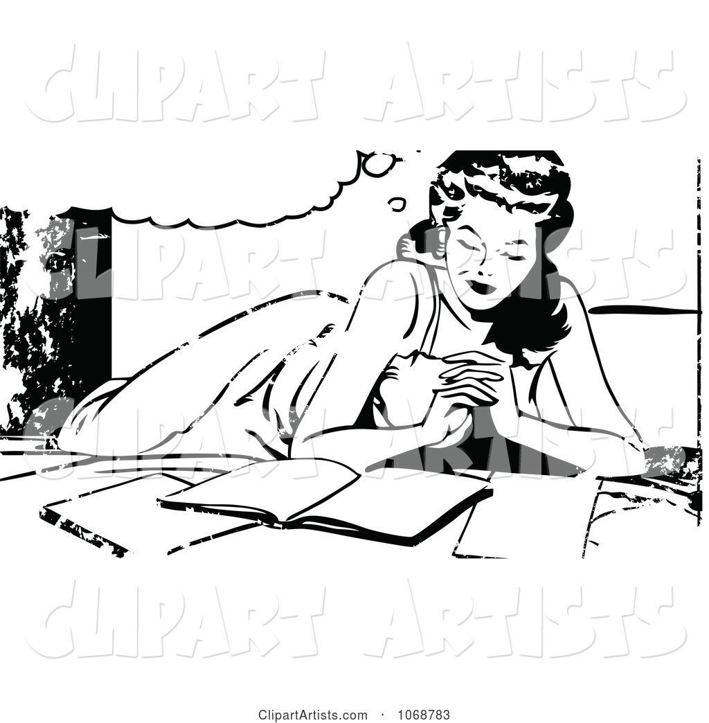 Reading Pop Art Woman and Grunge Black and White