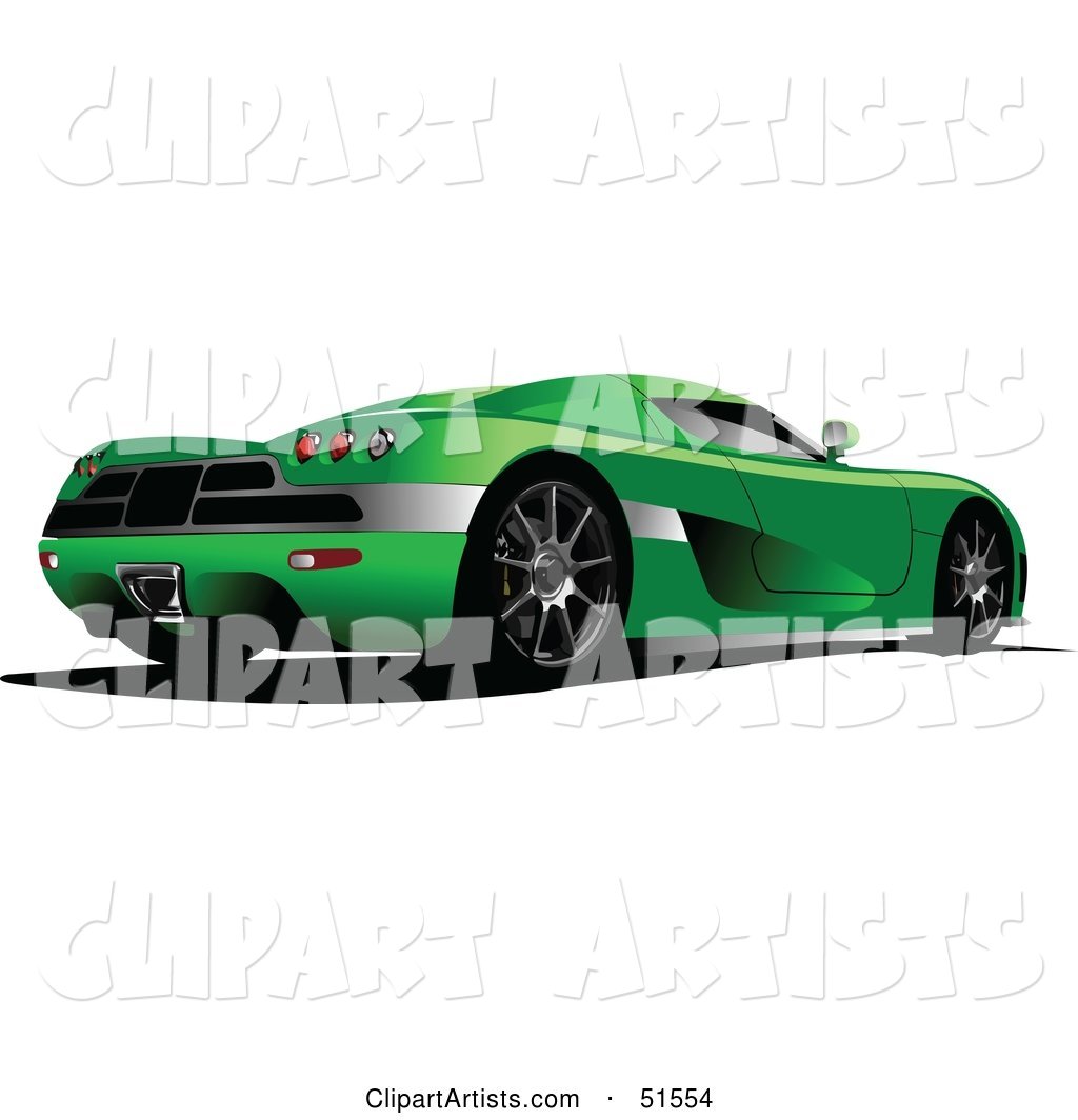 Rear Side View of a Green Sports Car