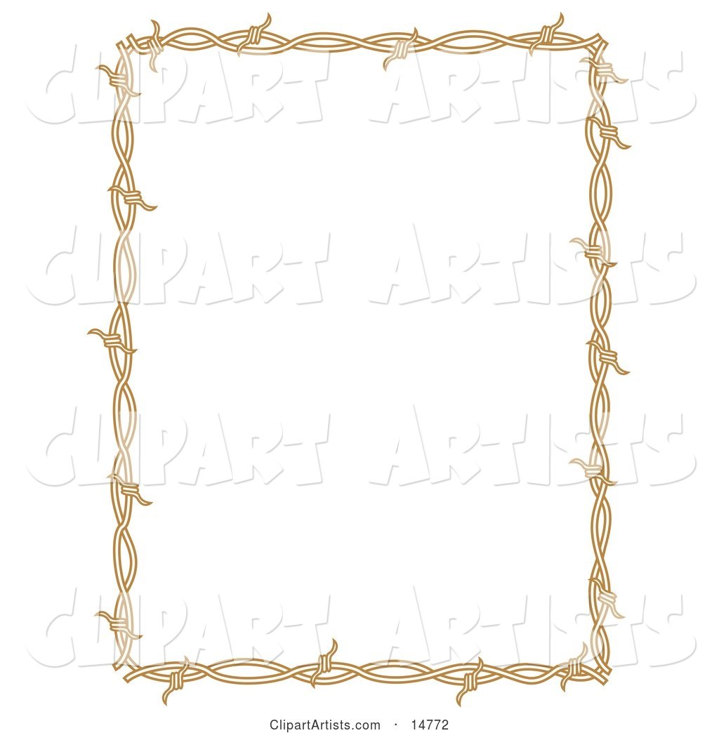 Rectangle Border Frame of Barbed Wire over a White Background