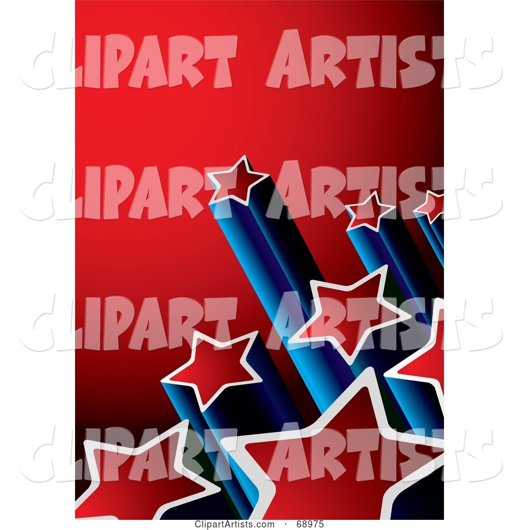 Red and Blue Background with Columns of Shooting Stars