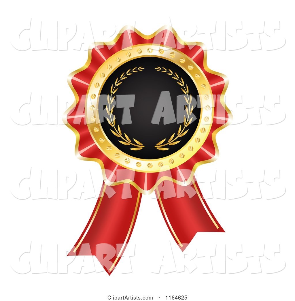 Red and Gold Rosette Award Ribbon Medal
