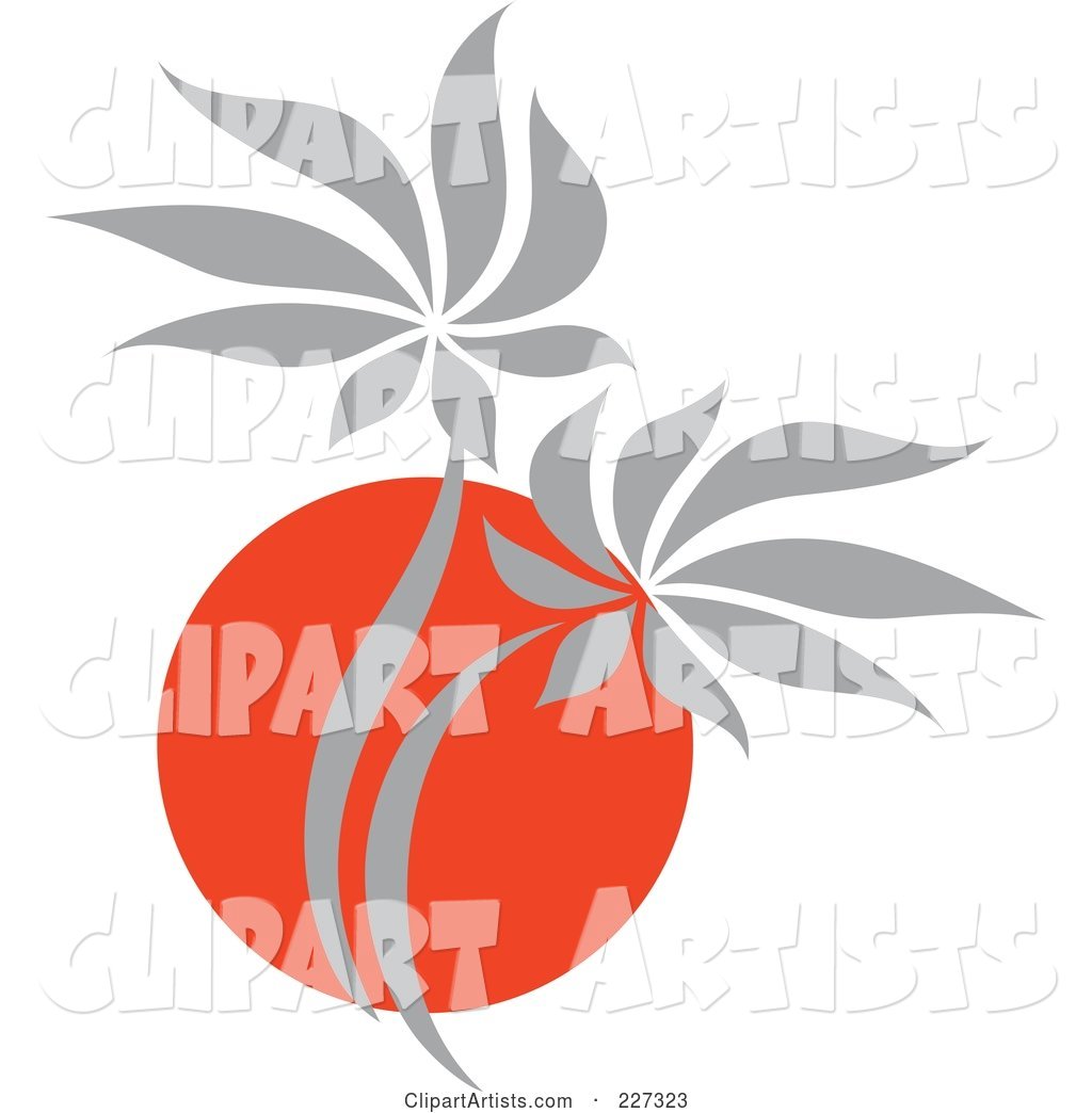 Red and Gray Palm Tree Logo