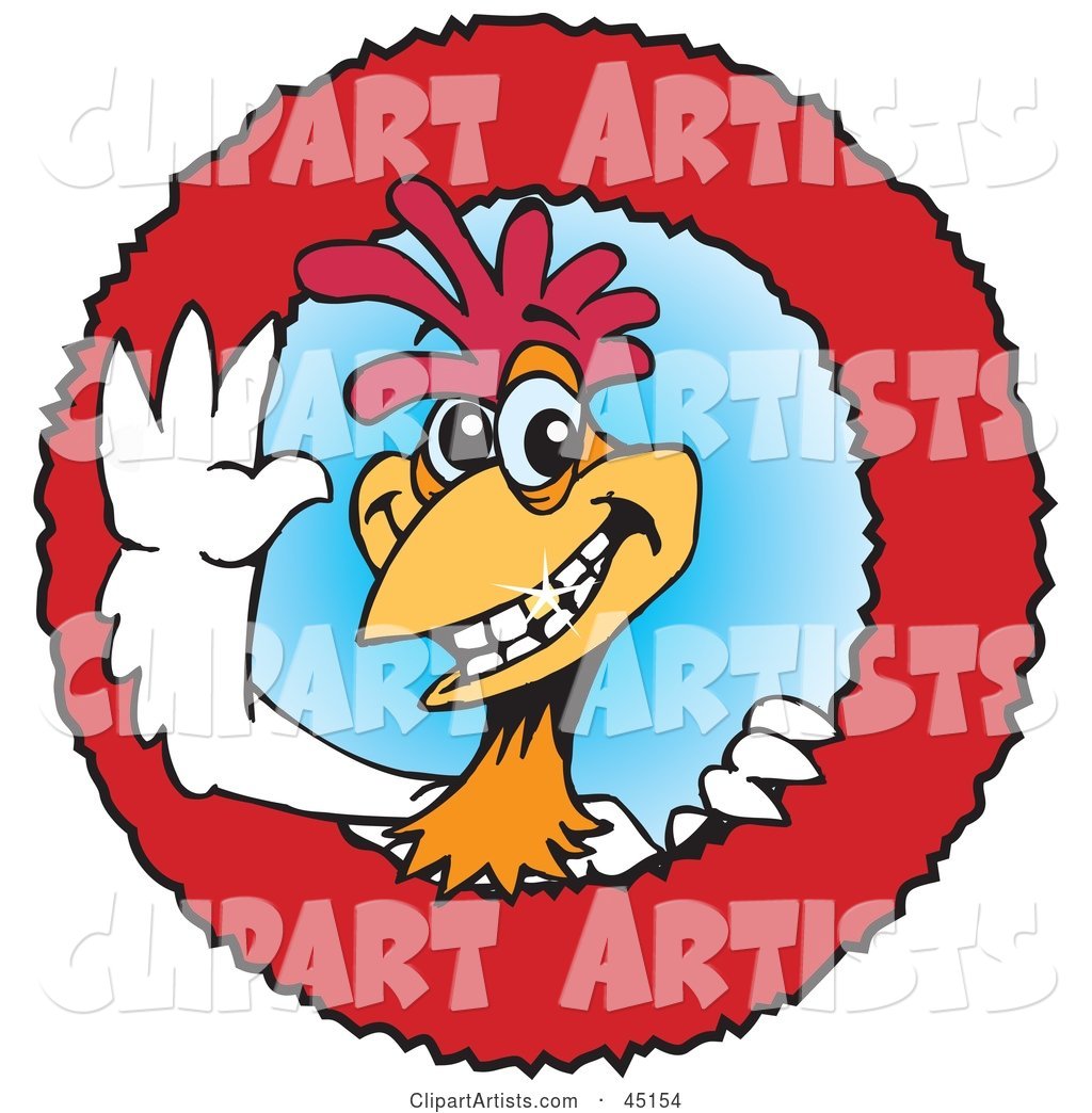Red and White Rooster Character Logo