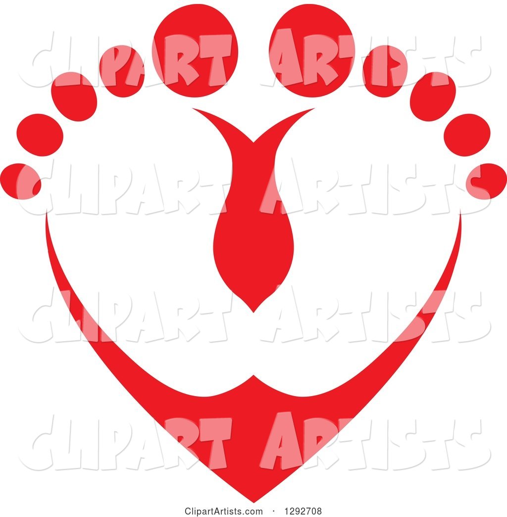 Red Baby Toes and Feet Forming a Heart