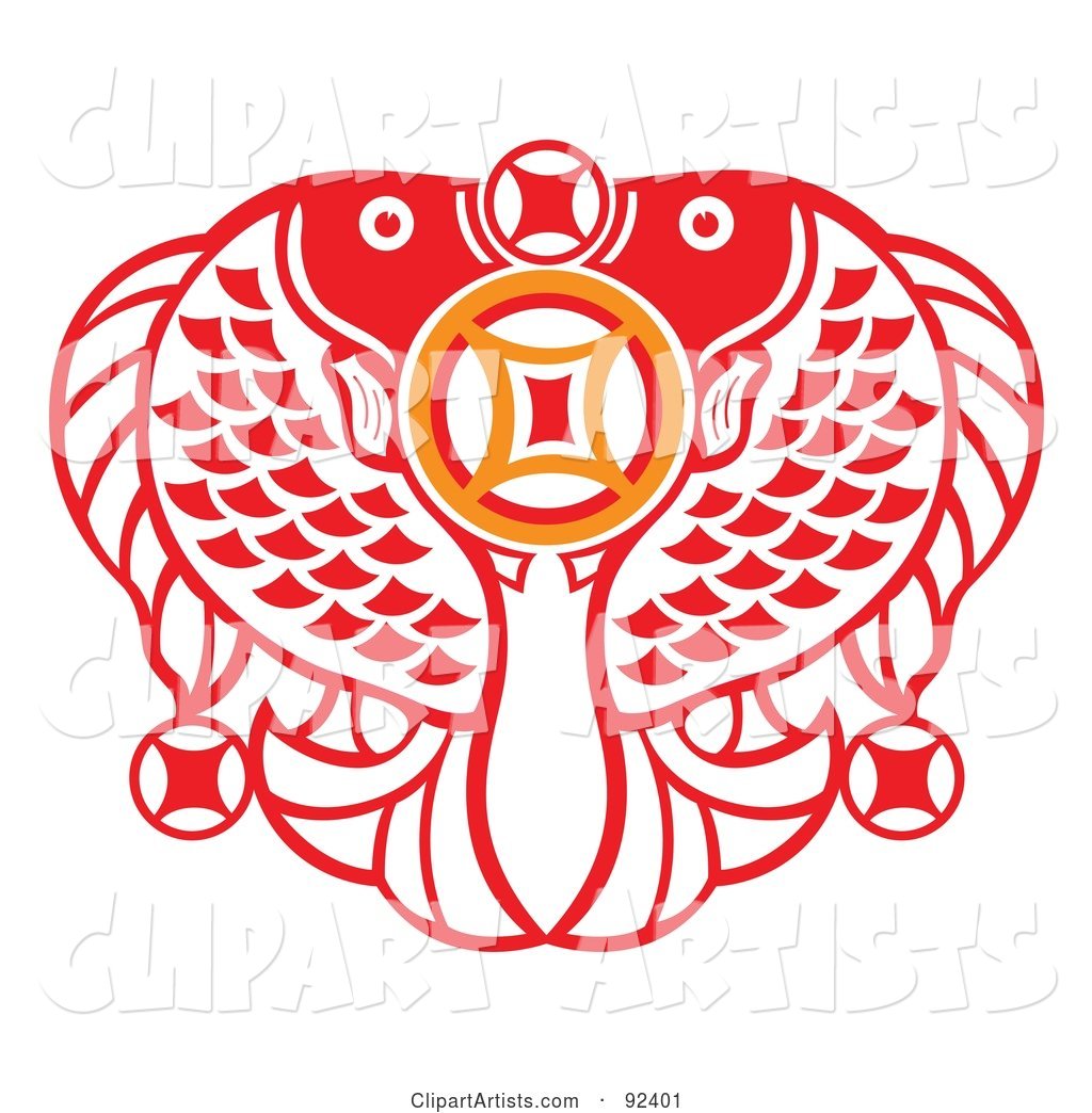 Red Chinese Double Fish Prosperous Symbol