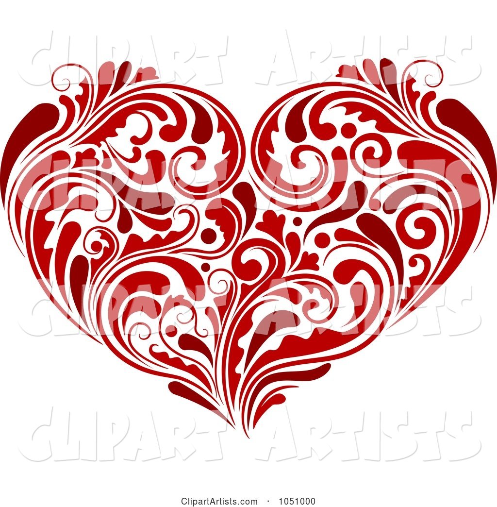 Red Heart Made of Lush Flourishes
